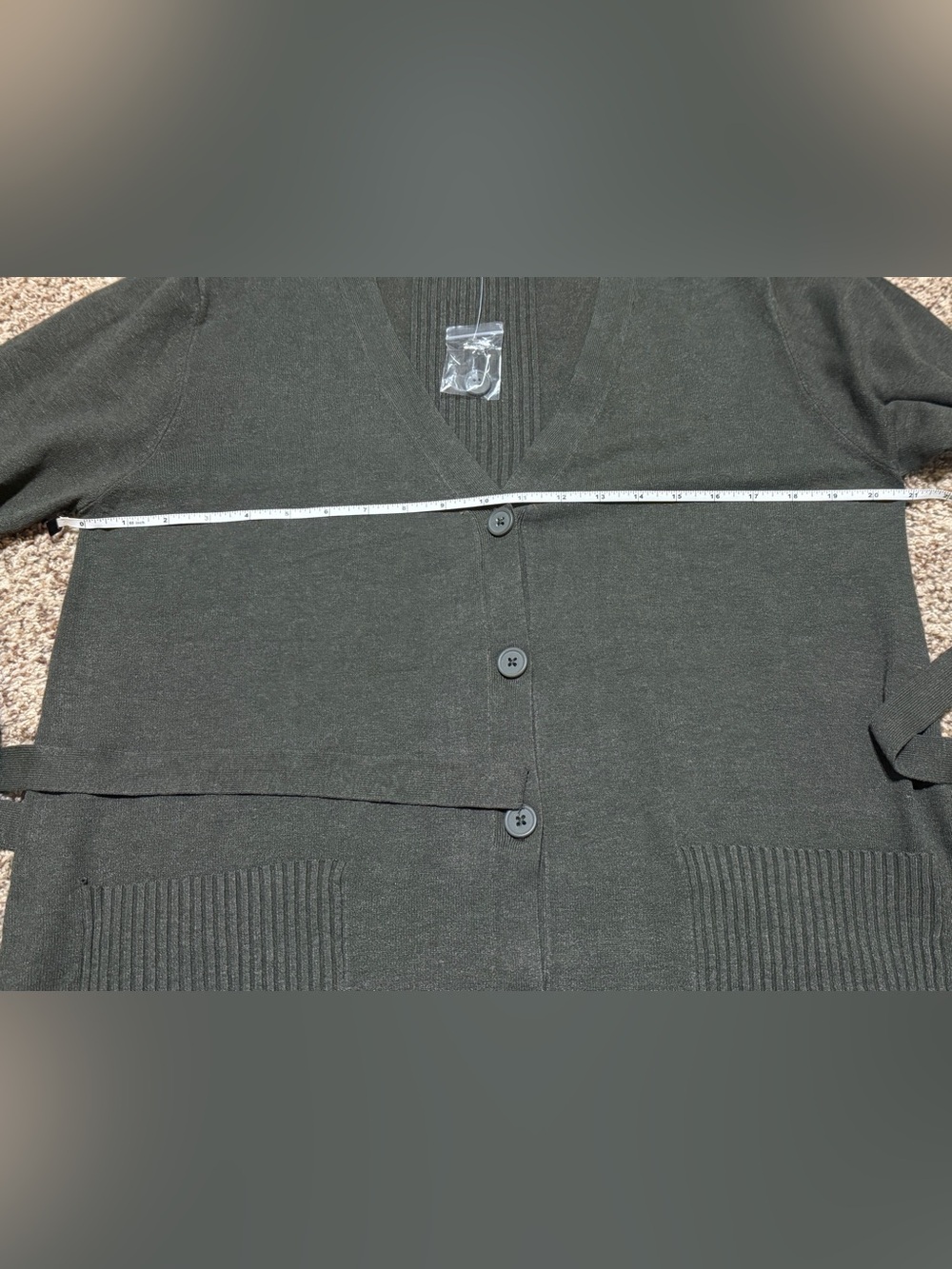 Splendid Belted Button-Front Cardigan Sweater – Olive Green Womens M NWOT - Picture 7 of 11